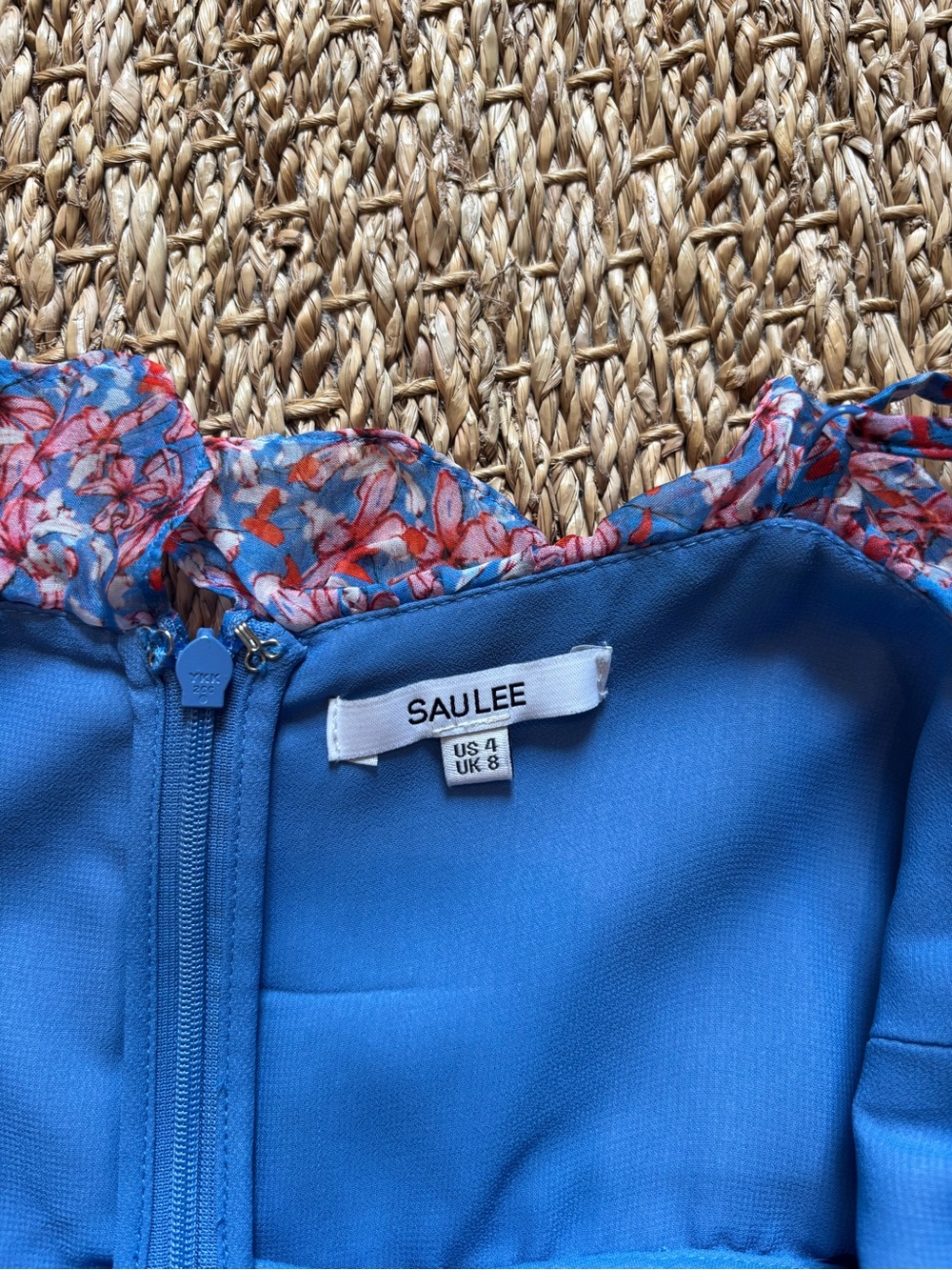 Sau Lee Florence gown in blue multi — blue floral dress - Picture 2 of 4